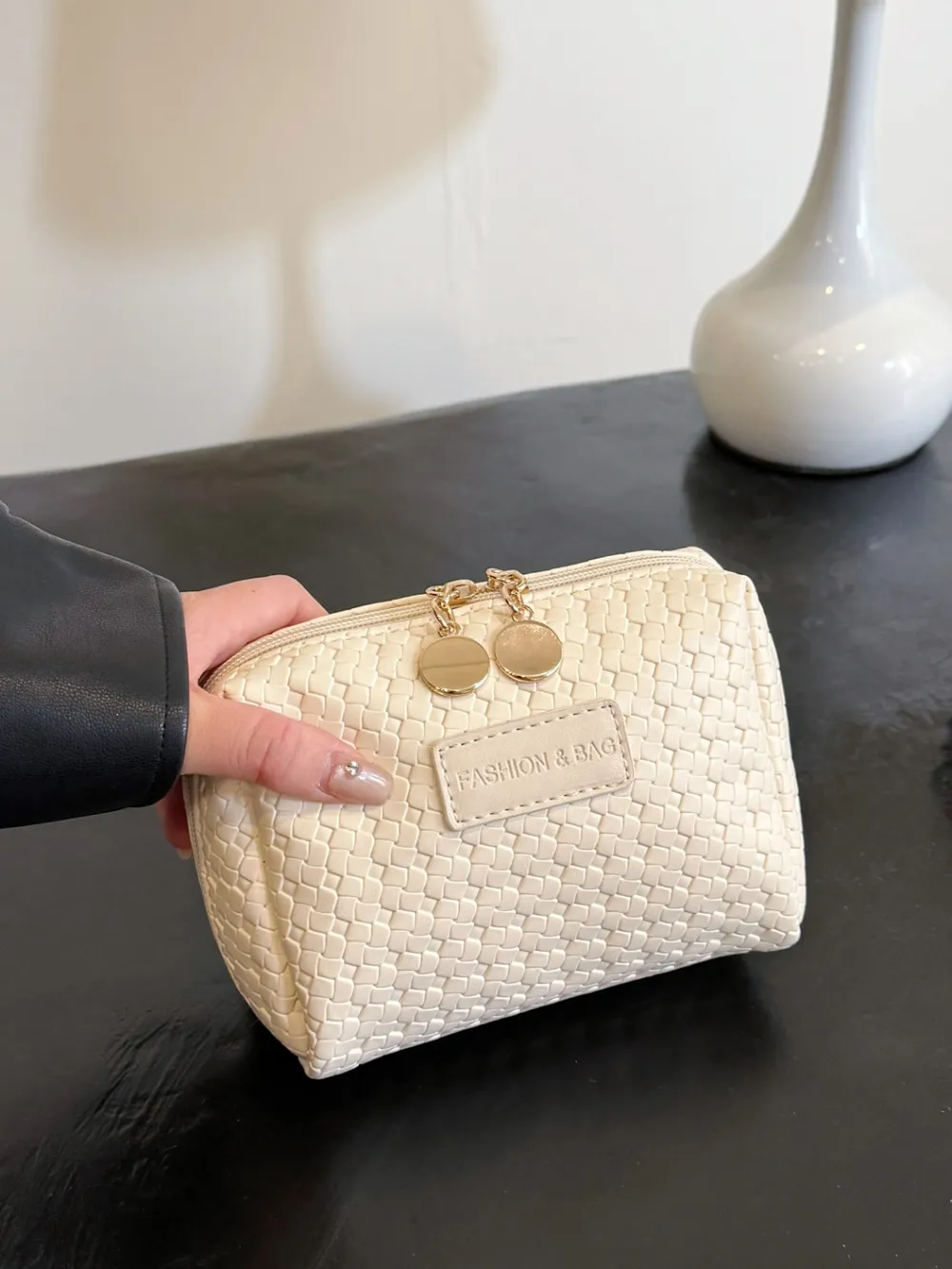 PU Leather Woven Clutch - Image 8