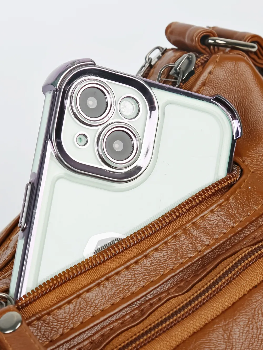 Multi Pockets PU Leather Shoulder Bag - Image 23