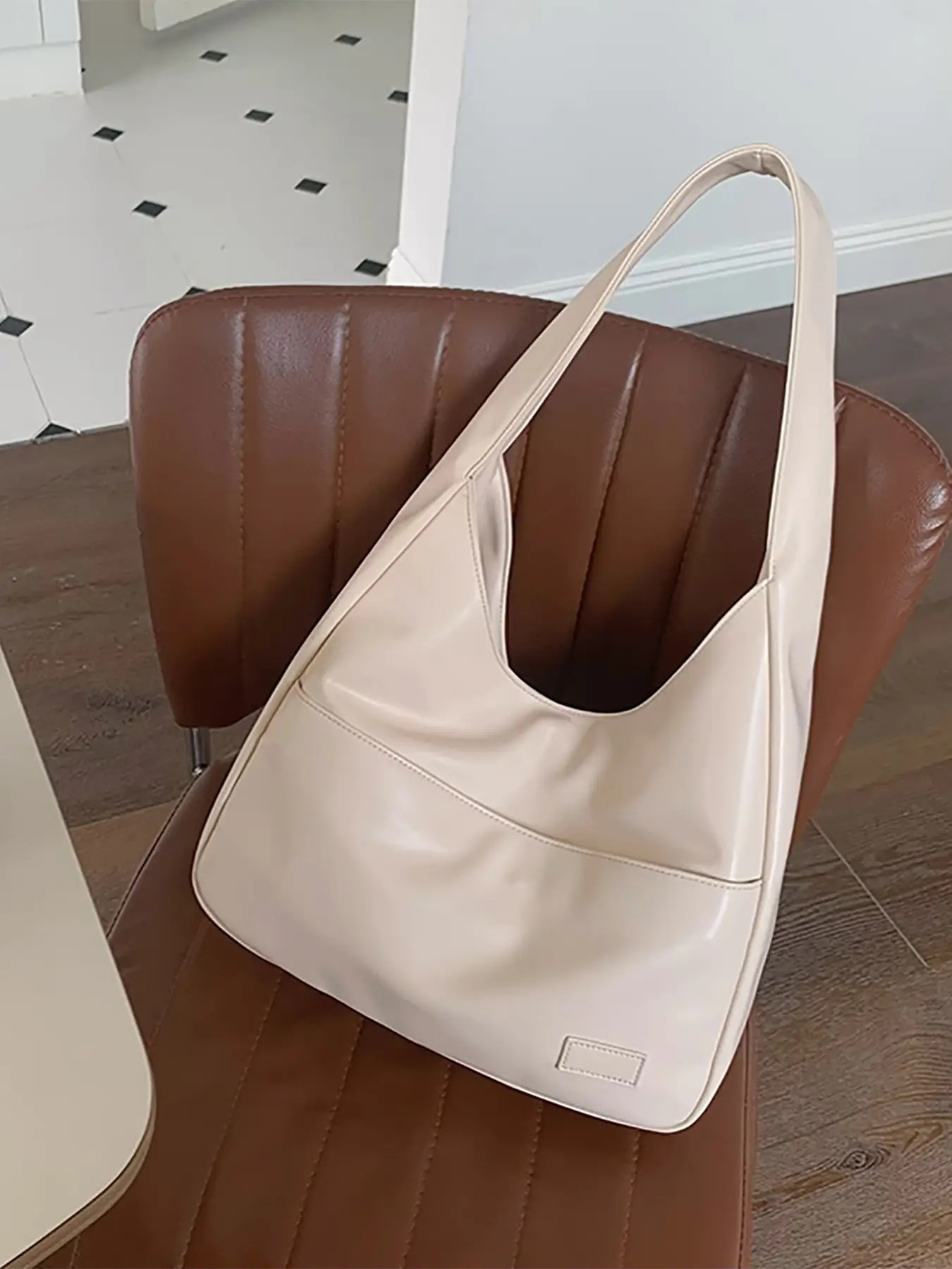 Retro Simple Bucket Bag soft PU leather tote bag large capacity fashion casual tote bags for women - Image 8