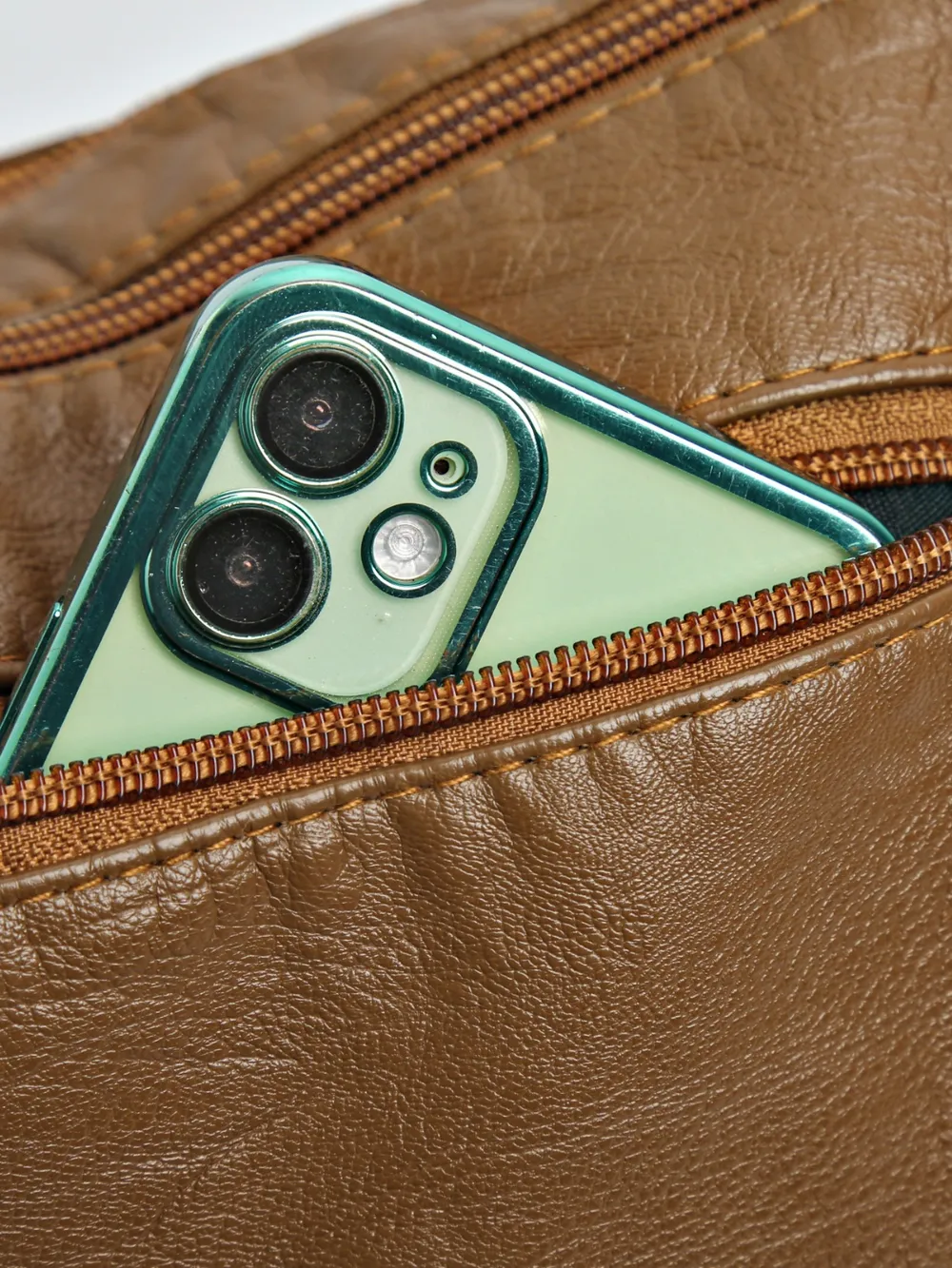 PU Leather Ruched Adjustable Strap Shoulder Bag - Image 10