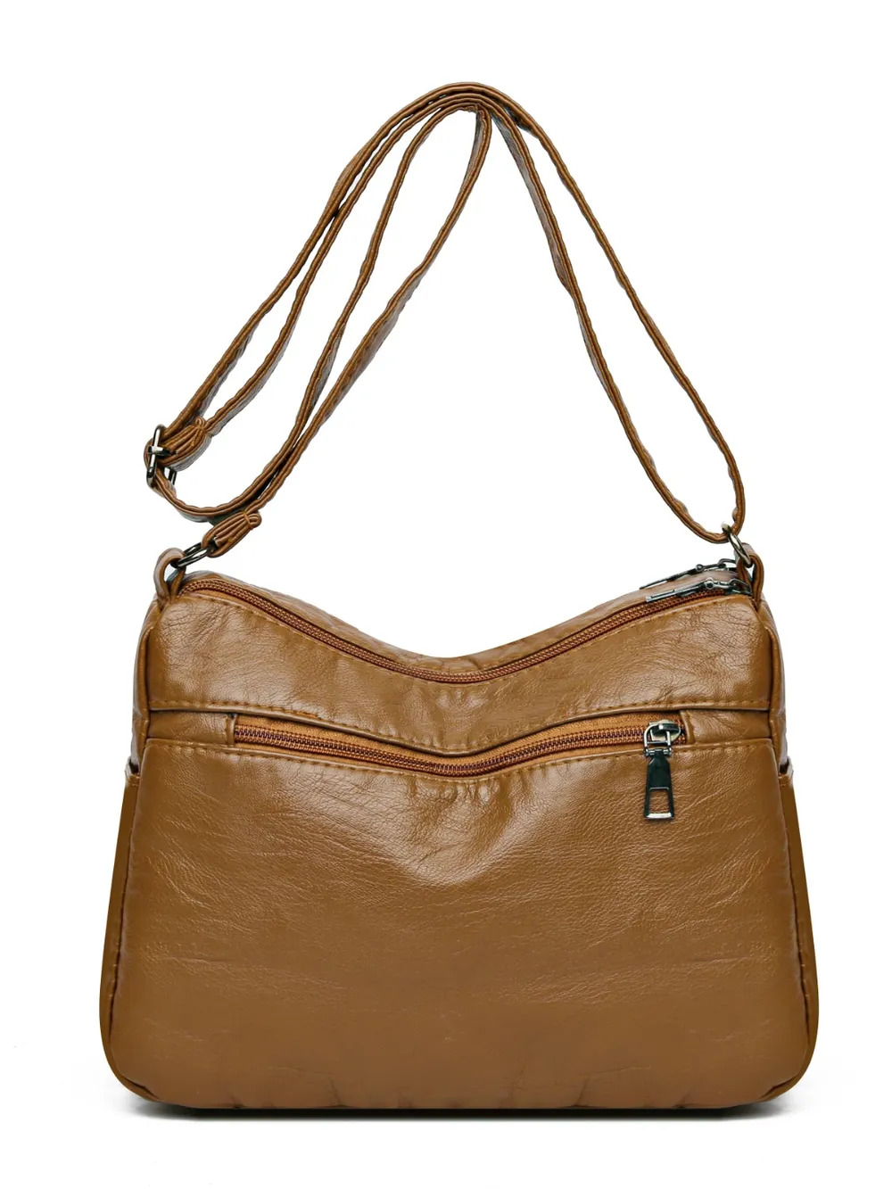 PU Leather Ruched Adjustable Strap Shoulder Bag - Image 6