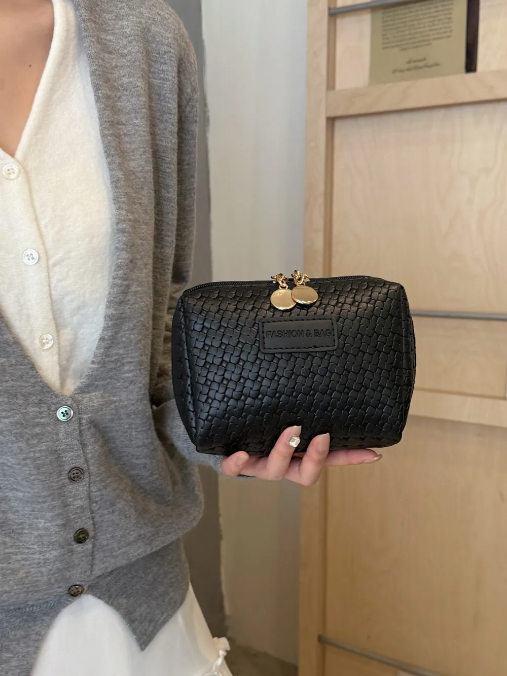 PU Leather Woven Clutch - Image 9