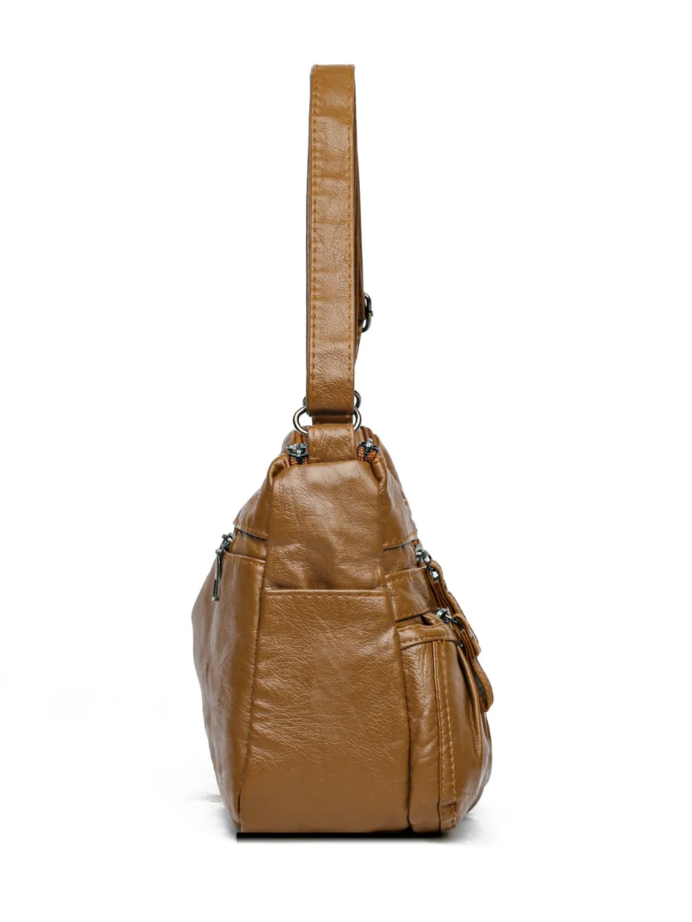 PU Leather Ruched Adjustable Strap Shoulder Bag - Image 5