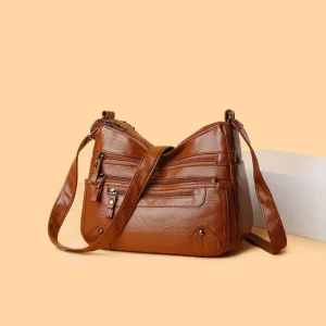 PU Leather Multi Pockets Shoulder Bag
