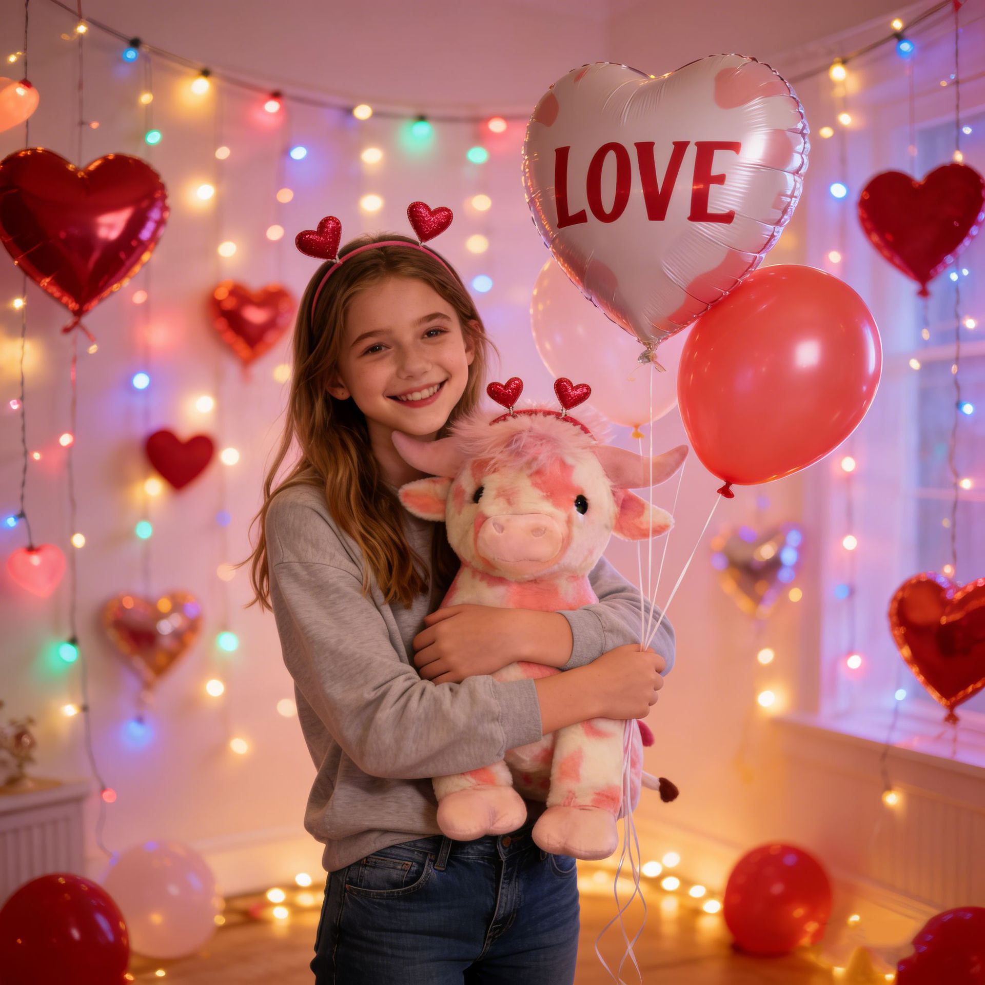Pink Cow Plush Valentine's Day Plush Toy - Image 2